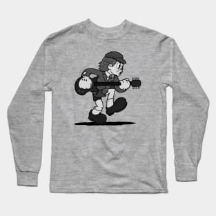 Angus Youthful rock star in 1930s rubberhose cartoon cuphead style Long Sleeve T-Shirt